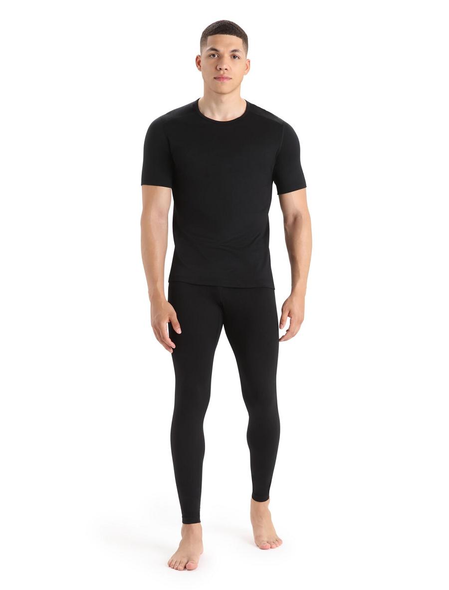 Black Icebreaker Merino 200 Oasis Short Sleeve Crewe Thermal Top Men's Base Layers | AU 1390RVDW